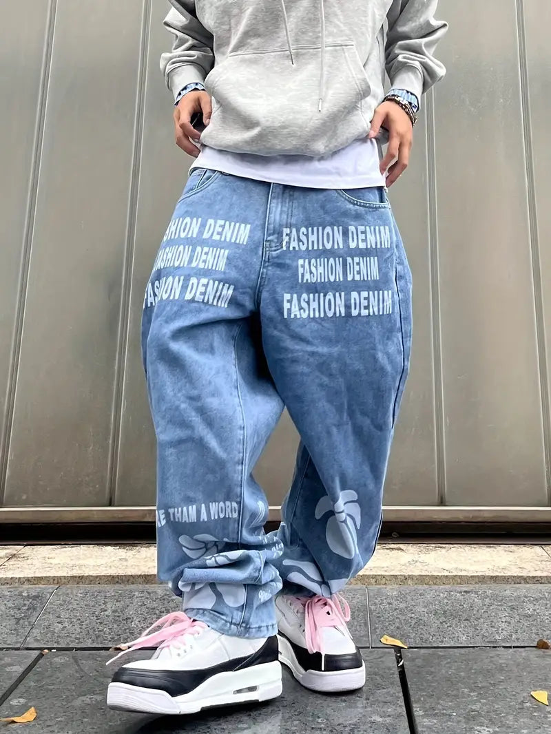 Calça Jeans Masculina Com Estampa