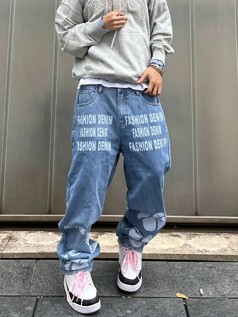 Calça Jeans Masculina Com Estampa