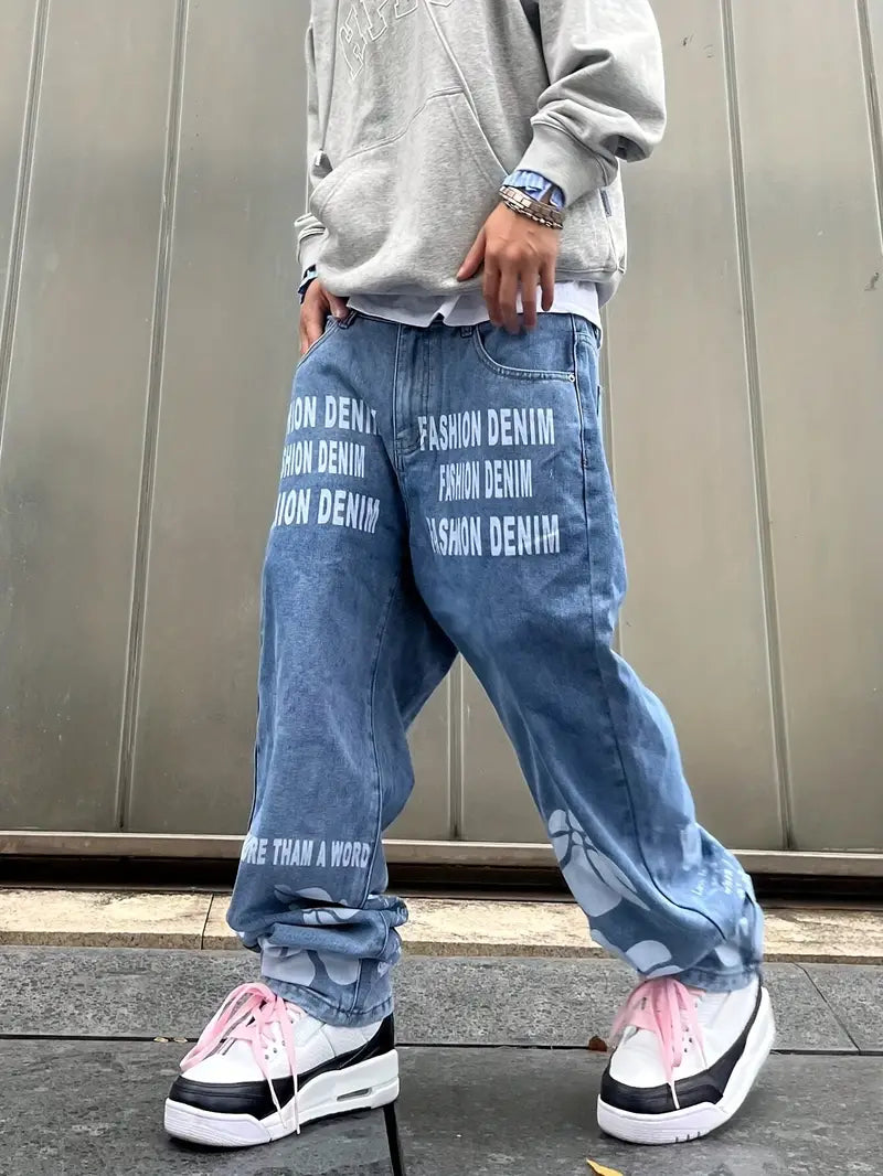 Calça Jeans Masculina Com Estampa