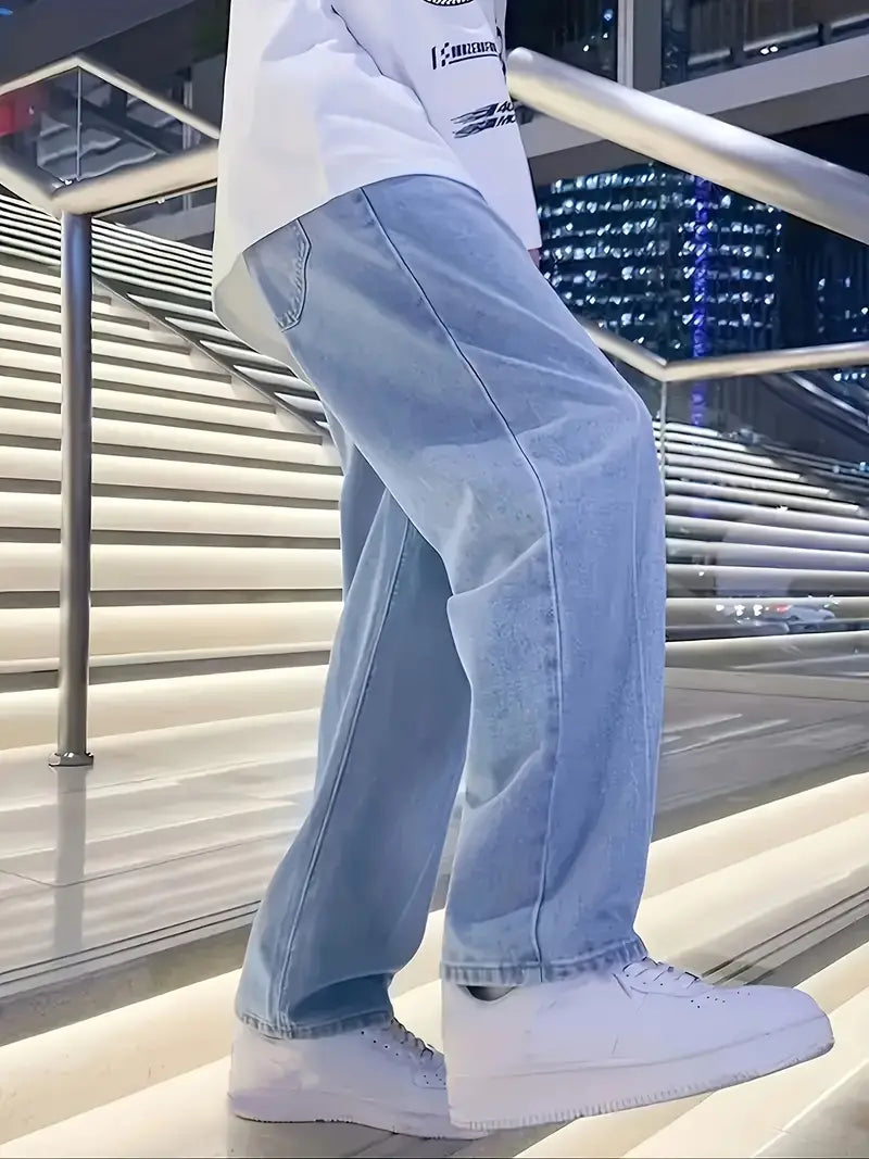 Calças jeans largas de perna larga
