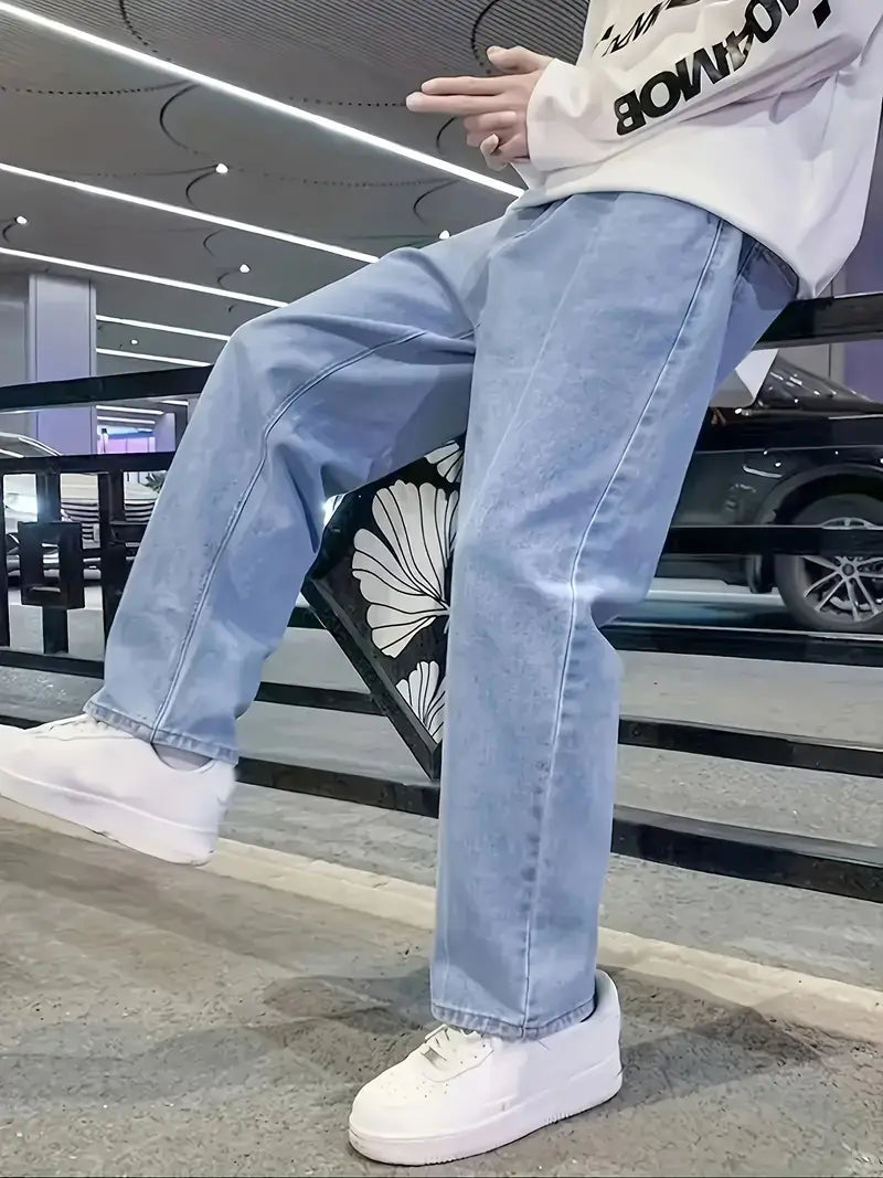 Calças jeans largas de perna larga