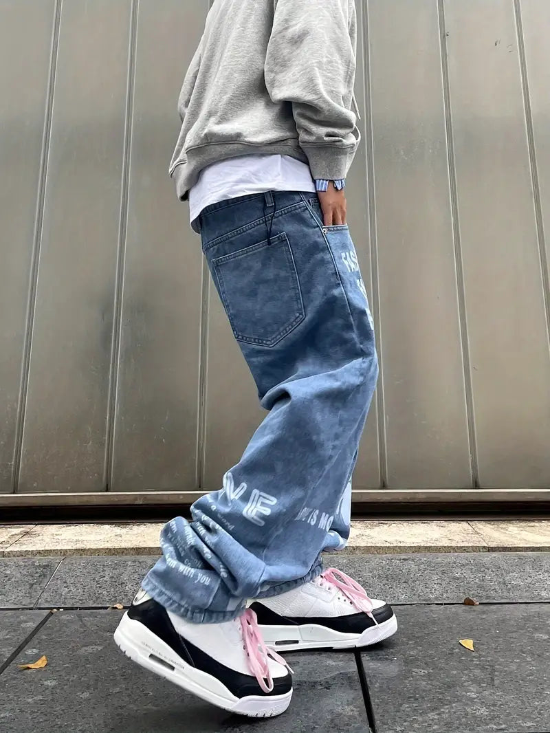 Calça Jeans Masculina Com Estampa