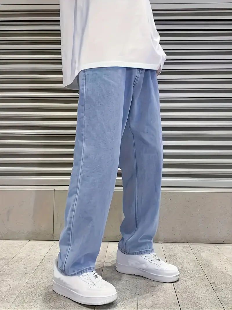 Calças jeans largas de perna larga